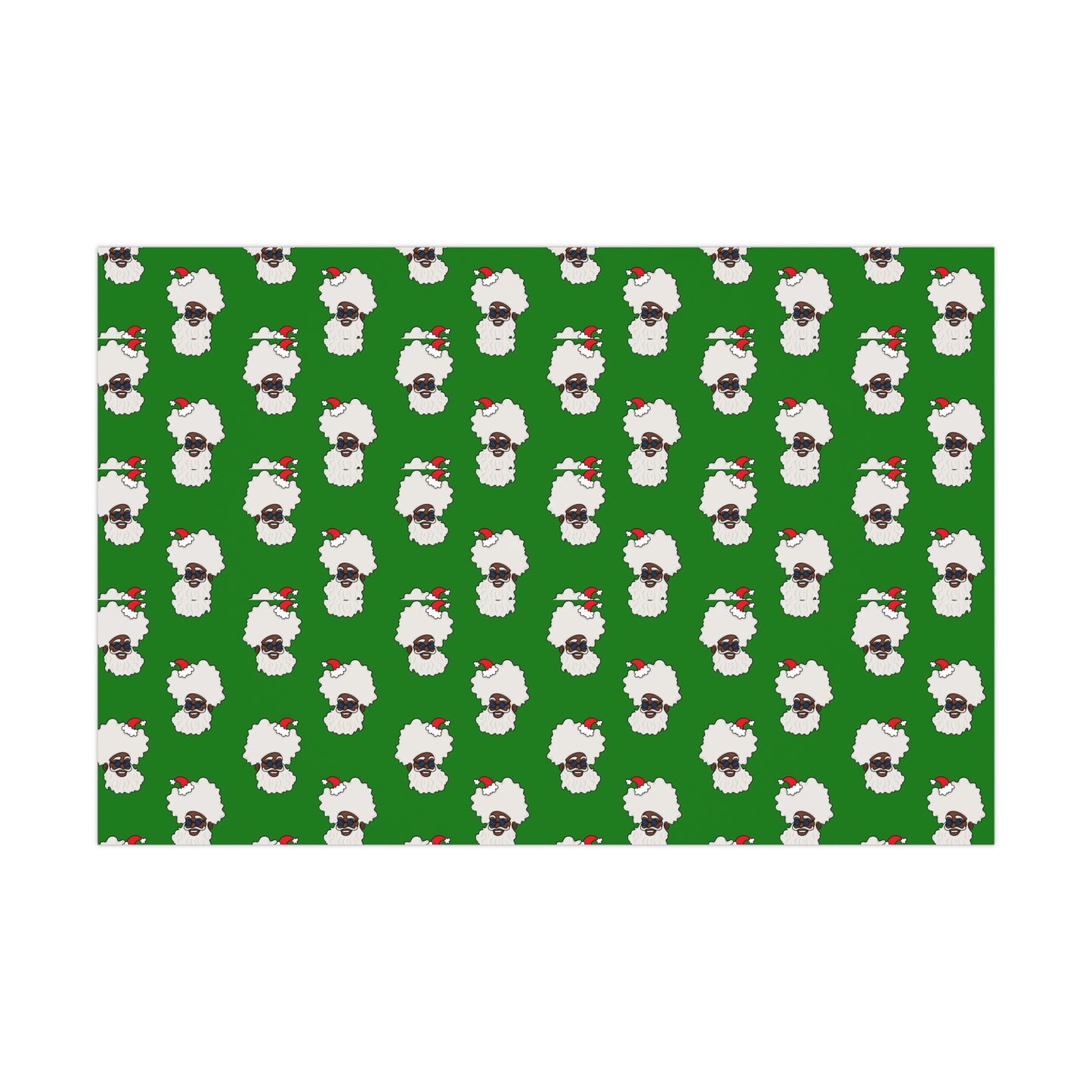 Black Santa - Green Wrapping Paper